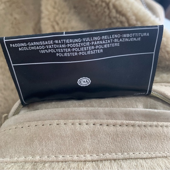 Canda Tan Suede B-3 Aviator Jacket Shearling Lining Size Large - Picture 10 of 14